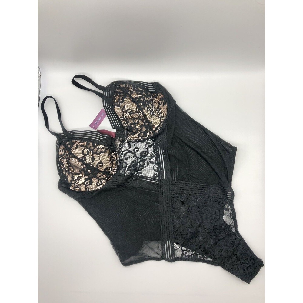 Adore Me Black Scoria Unlined Bodysuit Lingerie Size XL Underwire New With Tag